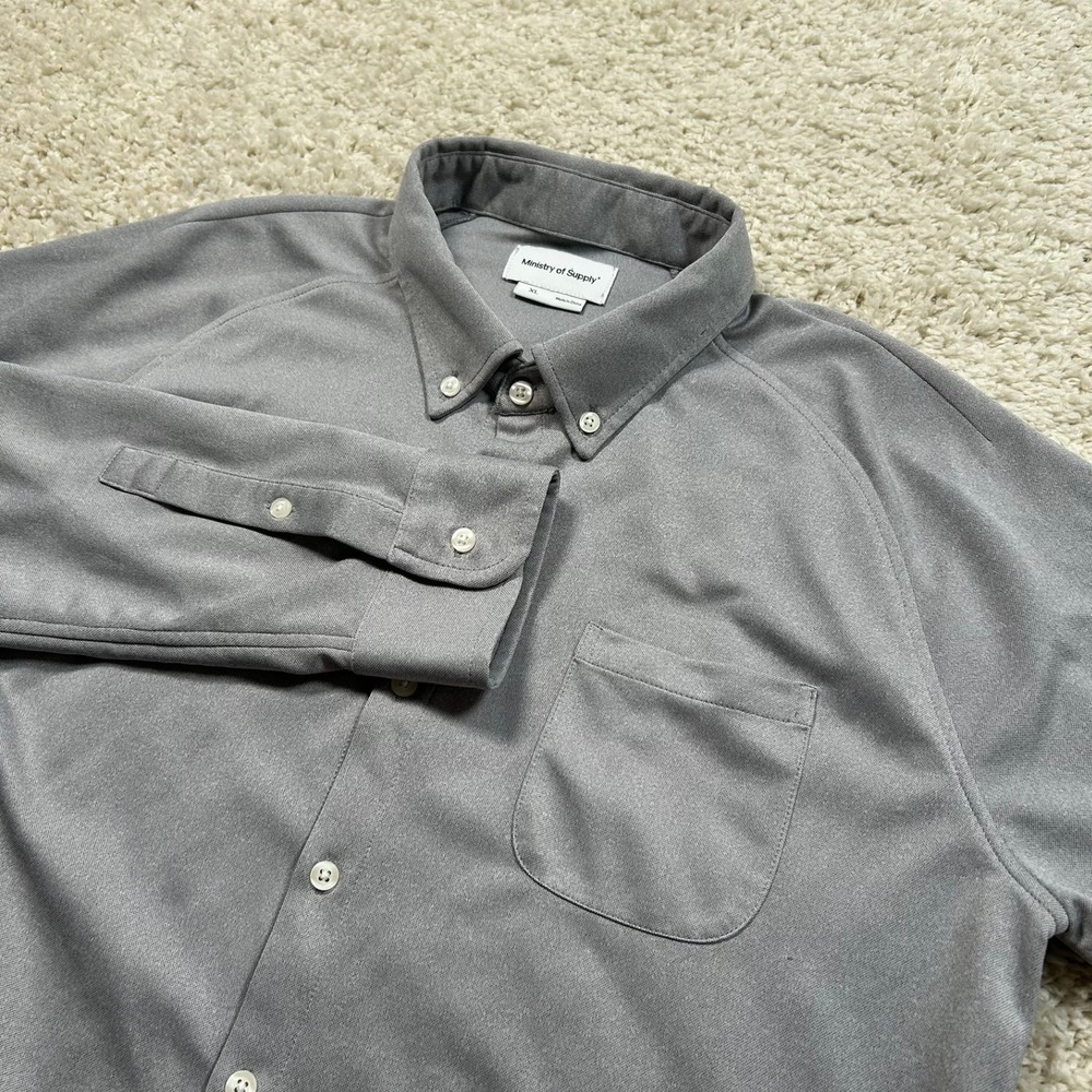 Ministry of Supply Shirt XL Gray Long Sleeve Button Down Performance
